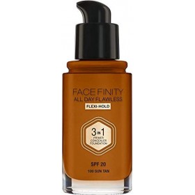 3 x Max Factor Face Finity Flawless 3 in 1 Foundation 30ml - 100 Sun Tan