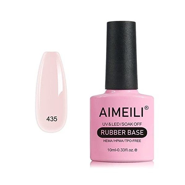 AIMEILI Vernis Semi Permanent Gel Rubber Base Coat Rose Nude Couleur Gel Polish UV LED Renforcement et Réparation de Manucure