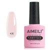 AIMEILI Vernis Semi Permanent Gel Rubber Base Coat Rose Nude Couleur Gel Polish UV LED Renforcement et Réparation de Manucure