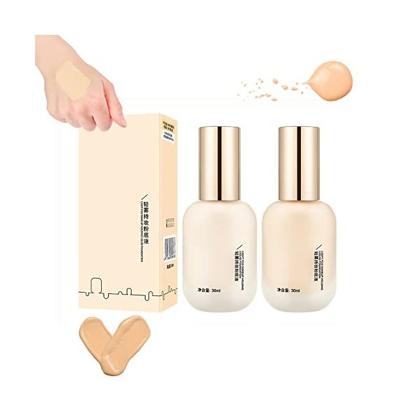 Hydrating Waterproof and Light Long Lasting Foundation, Concealer Foundation Cream, Light Makeup Holding Liquid Foundation, f