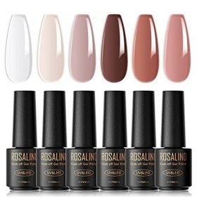 ROSALIND Vernis Semi Permanent 6 Couleurs Mini Nu Brun Vernis à Ongles Gels Semi-permanents UV LED Jelly Soak Off Gel Nail Po