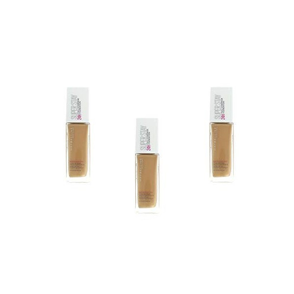 Maybelline New York Fond de Teint Fluide Superstay 24H - 49 Amber Beige, Lot de 3 3 x 30 ml 