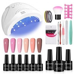 Jeensley Kit de Démarrage de Vernis à Ongles Gel Manucure Tout-en-un avec Lampe à Ongles UV LED pour Débutants Grand Cadeau S