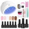 Jeensley Kit de Démarrage de Vernis à Ongles Gel Manucure Tout-en-un avec Lampe à Ongles UV LED pour Débutants Grand Cadeau S