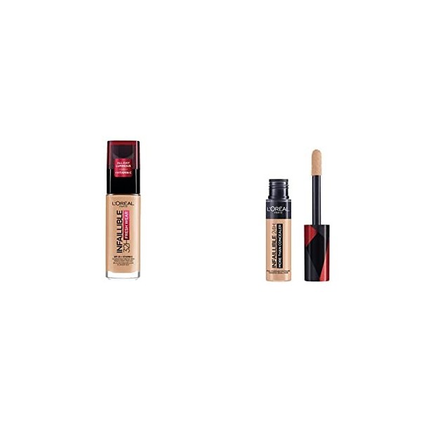 LOréal Paris - Fond de Teint Fluide Infaillible 24h Fresh Wear - Teinte : Sable Doré 200 - 30 ml & Infaillible More Than C