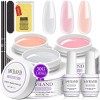 Saviland Gel Construction Ongle U V - 4 Couleurs de Base dExtension dOngles Clair Blanc Nudes Rose Renforce les Ongles Gel 