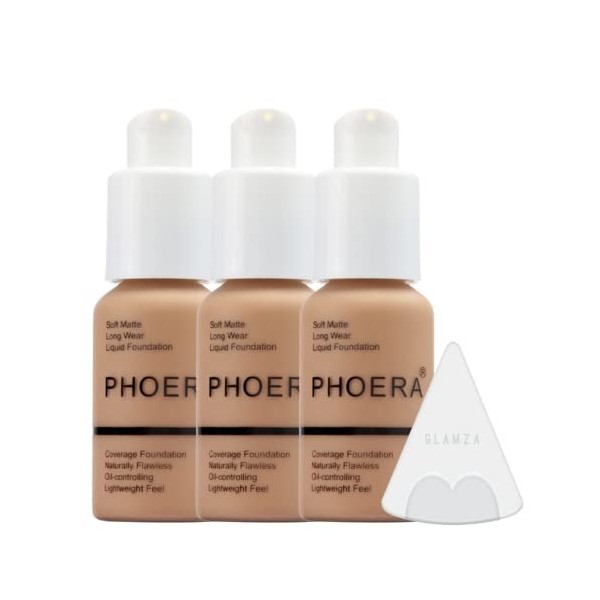 Glamza Phoera Foundation Kit de maquillage à couverture complète – Contrôle de lhuile longue durée 24 heures – Crème anticer