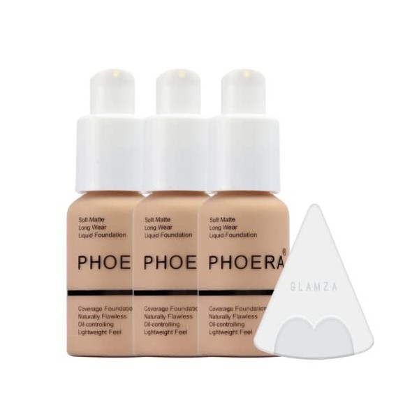 Glamza Phoera Foundation Kit de maquillage à couverture complète – Contrôle de lhuile longue durée 24 heures – Crème anticer