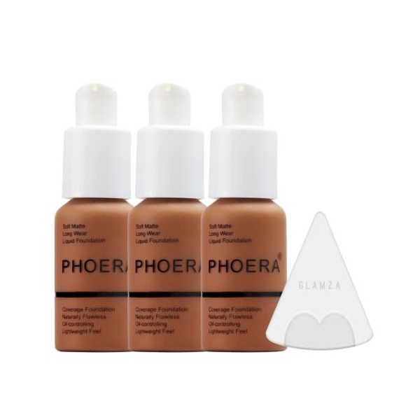 Glamza Phoera Foundation Kit de maquillage à couverture complète – Contrôle de lhuile longue durée 24 heures – Crème anticer ...