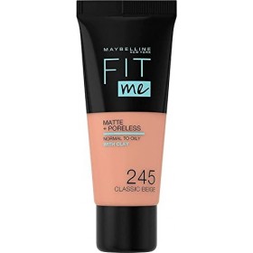 Maybelline New York Fond de teint Fluide Fit Me Matte & Poreless - 245 Beige Classique, Lot de 3 3 x 30ml 