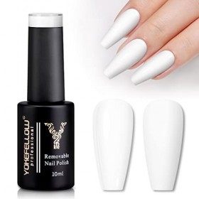 YOKEFELLLOW Vernis Semi Permanent Blanc, 10ml Soak Off UV LED Manucure Vernis Semi Permanent Blanc Laiteux