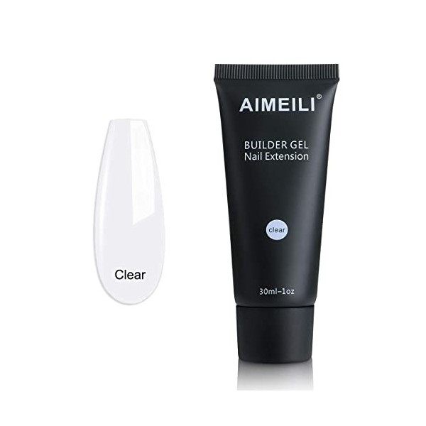 AIMEILI Faux Ongles Quick Building Gel Clair 30ml Soak Off UV LED Nail Extension Builder Gel Vernis à Ongles Conseils