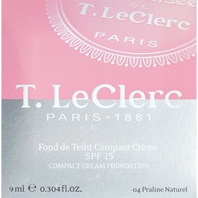 T.Leclerc Fond de Teint Compact Crème SPF15, 04 Praline Naturel, 9 ml
