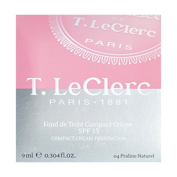 T.Leclerc Fond de Teint Compact Crème SPF15, 04 Praline Naturel, 9 ml