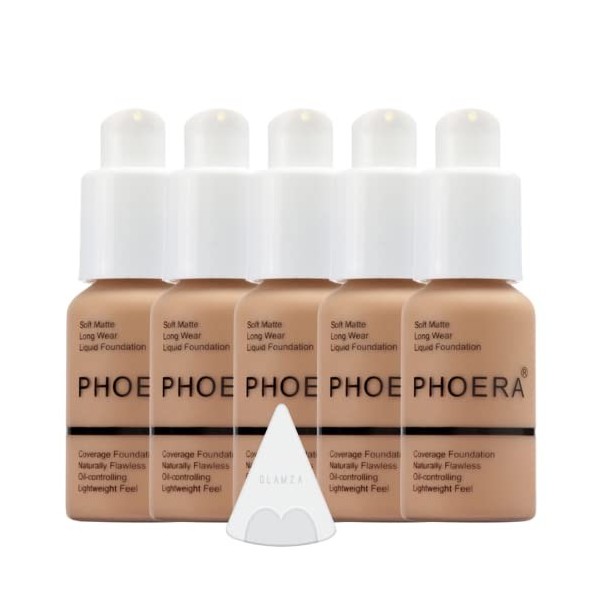 Glamza Phoera Foundation Kit de maquillage à couverture complète – Contrôle de lhuile longue durée 24 heures – Crème anticer