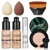 SIGHTLING 30ml Fond de Teint Couvrant Liquide Couverture Complète Foundation Correcteur Nude & Buff Beige avec 6ml Face Pri