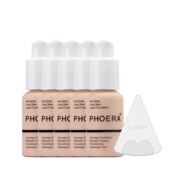 Glamza Phoera Foundation Kit de maquillage à couverture complète – Contrôle de lhuile longue durée 24 heures – Crème anticer