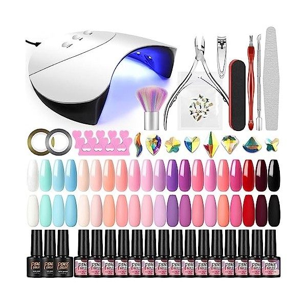 PEACECOLOR Kit Vernis Semi Permanent 36W U V/LED Lampe 20pcs Vernis Semi Permanent Ongle Gel Kit Complet Kit Manucure Outils 