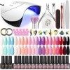 PEACECOLOR Kit Vernis Semi Permanent 36W U V/LED Lampe 20pcs Vernis Semi Permanent Ongle Gel Kit Complet Kit Manucure Outils 