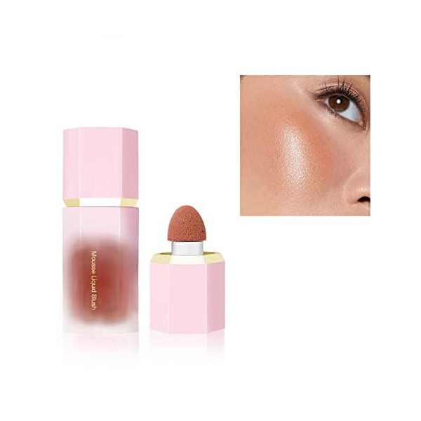 Blush Liquide, Blush Maquillage Fard À Joues with Cushion Applicator, Fard à Joues Stick Imperméable de longue durée, Lightwe