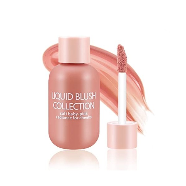 Boobeen Blush liquide naturel, Blush visage pour les joues, Blusher crème liquide en mousse de velours, Blush hydratant et du