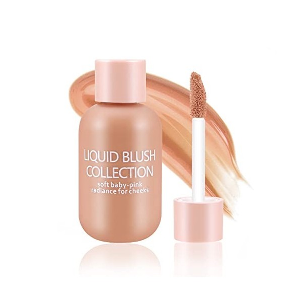 Boobeen Blush liquide naturel, Blush visage pour les joues, Blusher crème liquide en mousse de velours, Blush hydratant et du