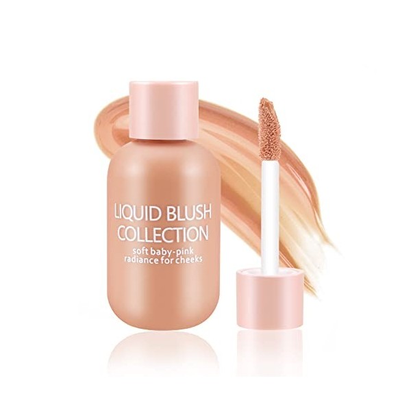 Boobeen Blush liquide naturel, Blush visage pour les joues, Blusher crème liquide en mousse de velours, Blush hydratant et du