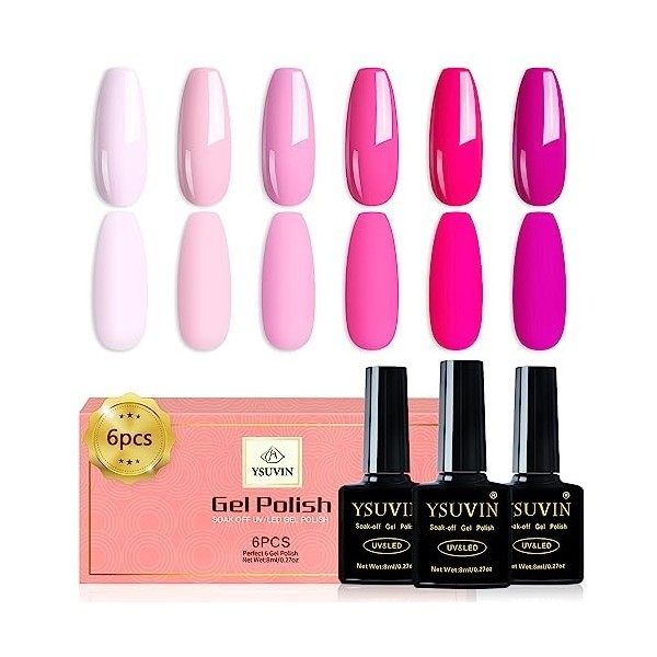 YSUVIN Vernis Semi Permanent Néon, 10 Couleurs Pastel Printemps été Vernis à Ongles Gels Rose Cyan Jaune Citron Orange Azure 