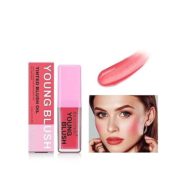 Blush liquide changeant de couleur, Blush liquide hydratant changeant de couleur pour les joues, Blush visage au fini rosé po