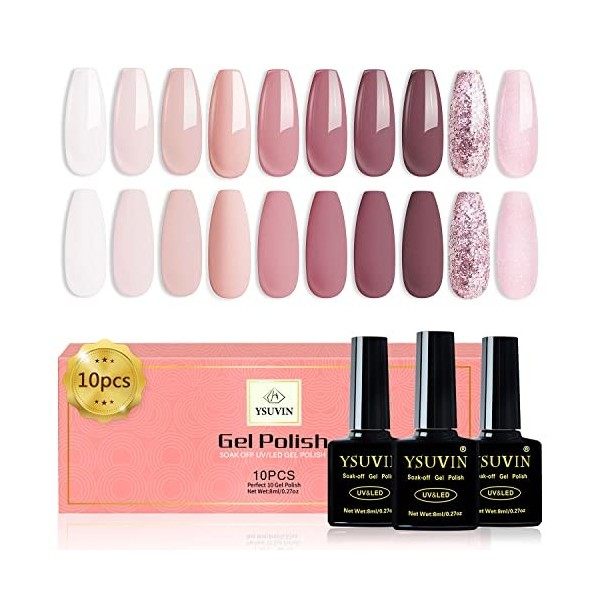 YSUVIN Vernis Semi Permanent Néon, 10 Couleurs Pastel Printemps été Vernis à Ongles Gels Rose Cyan Jaune Citron Orange Azure