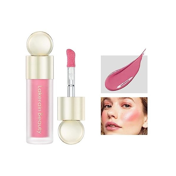 zalati Fard à Joues Liquide 7.5ml Fard à joues crème Soft Cheek Color Imperméable Longue Durée pour Yeux Visage Lèvres - Rose