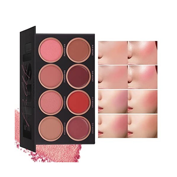 8 Couleurs Maquillage Blush, Mat Longue Durée Éclaircissant Teint Réparation Maquillage Nude Portable Maquillage Blush, Palet