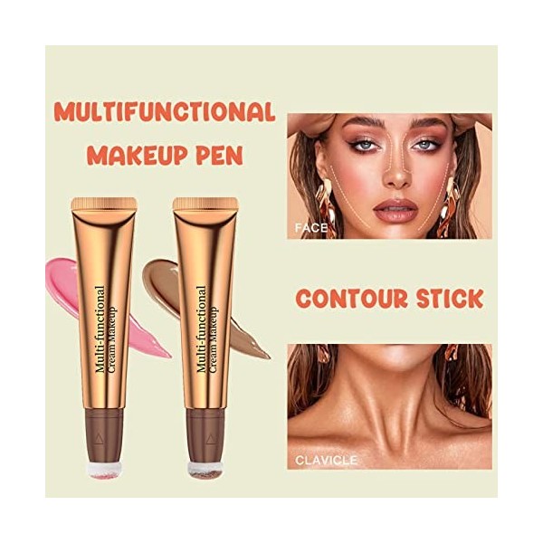 Stick Contouring Visage+Blush Stick, Liquide Makeup Stick, Contouring Maquillage Blush Liquide, BâTon Surligneur Blush, Fard 