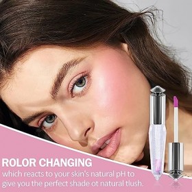 Prreal Color Changing Liquid Blush, Temperature Color Changing Liquid Blusher Oil For Cheeks And Lip, Waterproof Transparent 