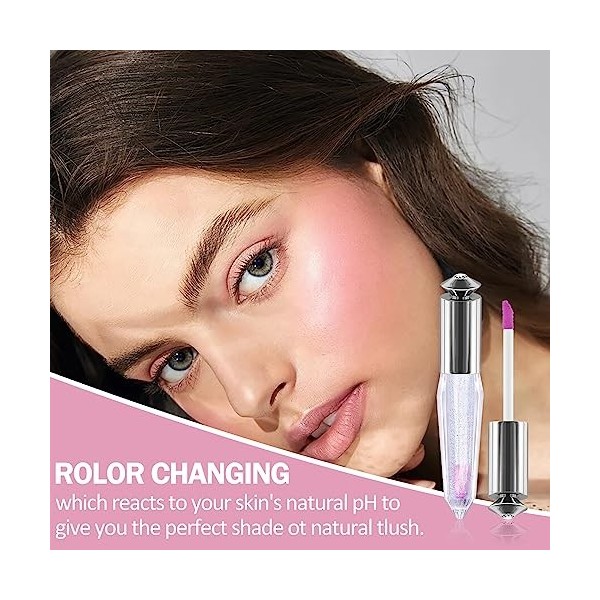 Prreal Color Changing Liquid Blush, Temperature Color Changing Liquid Blusher Oil For Cheeks And Lip, Waterproof Transparent 