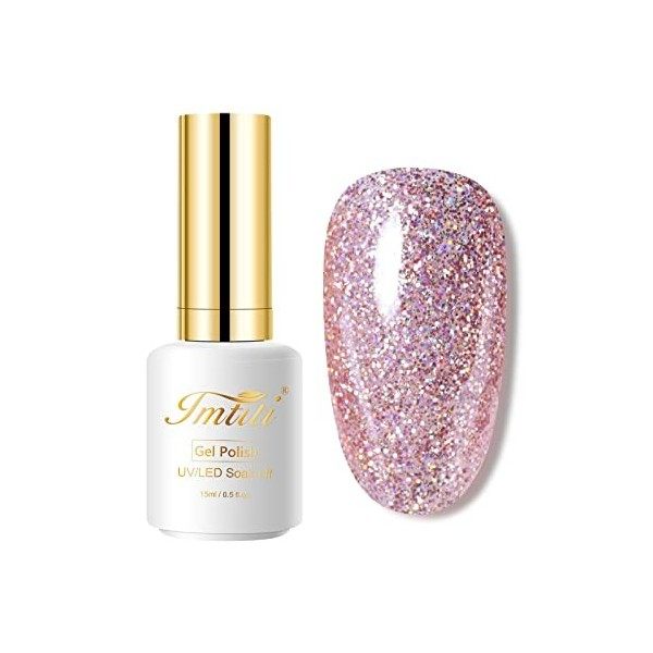 Imtiti Gel Vernis à Ongles,1 pièce, vernis à ongles gel rose néon clair, vernis à ongles en gel Soak Off, Nail Art Manicure S