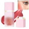 Blush crème liquide avec applicateur éponge Blush mat velouté pour un éclat naturel, teinte rouge crème hydratante pour les j