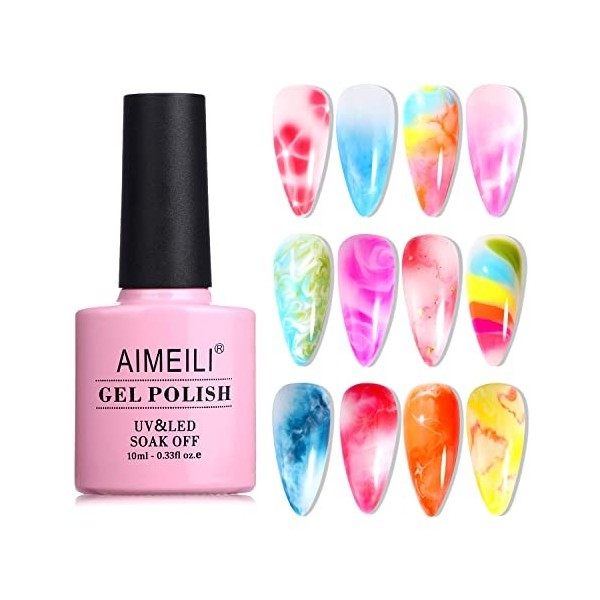 AIMEILI Soak Off UV LED Vernis à Ongles Gel Semi-Permanent Blossom Gel Polish - Clear Blooming 10ml