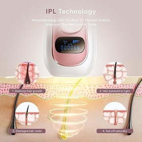 Dispositifs de vision nocturne Épilateur Lumière Pulsée,IPL Épilateur Laser avec 999,900 Flashes, 2 Modes et 5 Niveaux Déner
