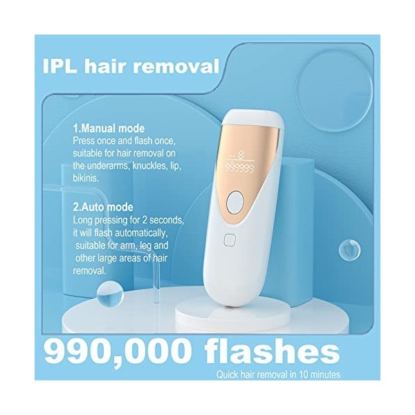 Layhou Instrument dépilation IPL Outil de rasage Épilateur Épilateur 990 000 Flashs Permanent indolore pour le visage Bikini