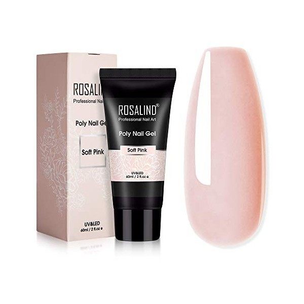 ROSALIND 60ml Poly Nail Gel, Soak Off UV LED Vernis à Ongles Gel Semi permanents Nail Extension en Acrylique Nail Art Pour Ré