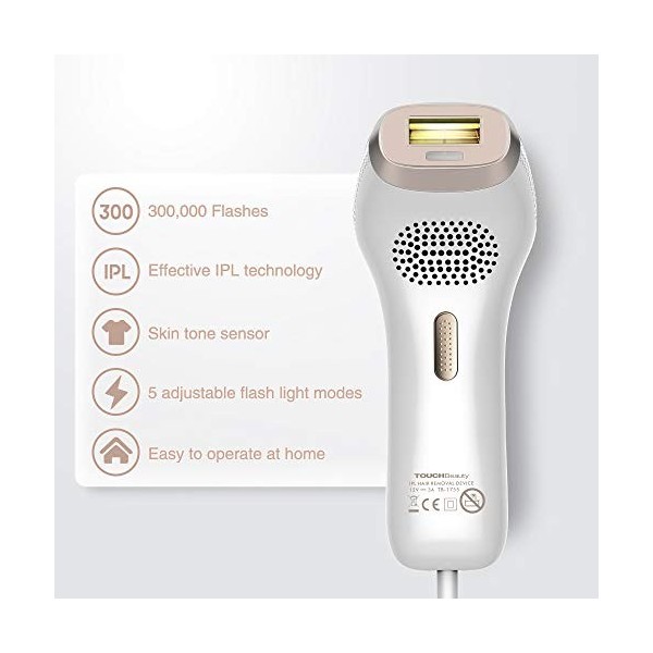 TOUCHBeauty Epilateur à Lumière Pulsée IPL Permanente Sans Douleur pour Corps/Maillot/Aisselles/Visage Femmes Hommes AG-1755A