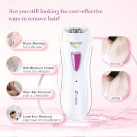Epilateur Electrique Femme, Épilateur Visage et Corps sans Fil Rechargeable Mini Épilateur avec Tondeuse à Sourcils et Lumièr