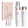 Mini Epilateur, épilateur Facial pour Femme 2 en 1, Rasoir Visage Femme électrique sans fil avec lumière LED, appareil dépil