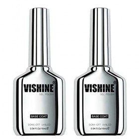 Vishine Lot de 2Pcs Base Coat 16ml, Protection Couche de Base Foundation pour Vernis Gel Semi Permanent, Soak Off UV LED Gel,