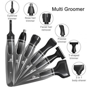 Asiaark MultiGroomer Rasoir épilateur pour visage et corps sans fil et rechargeable Noir 