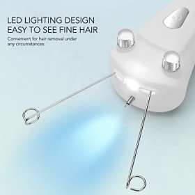 Épilateur de Fil Facial avec Fonction de Lumière LED, épilateur électrique de Visage de Fil de Coton pour Lèvre Supérieure, C