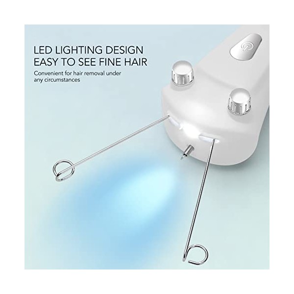 Épilateur de Fil Facial avec Fonction de Lumière LED, épilateur électrique de Visage de Fil de Coton pour Lèvre Supérieure, C