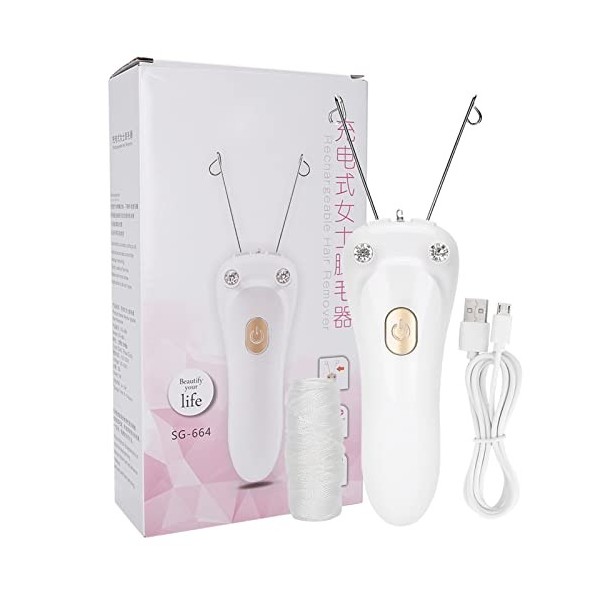 Épilateur de Fil électrique pour épilateur Facial, épilateur électrique sans Fil Rechargeable par USB pour Femme, épilateur d