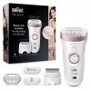 Braun Silk-épil 9 9-725, Épilateur Femme Pour Une Épilation En Douceur, Blanc/Rose Or & Body Groomer 5 BG5350 Tondeuse Pour L